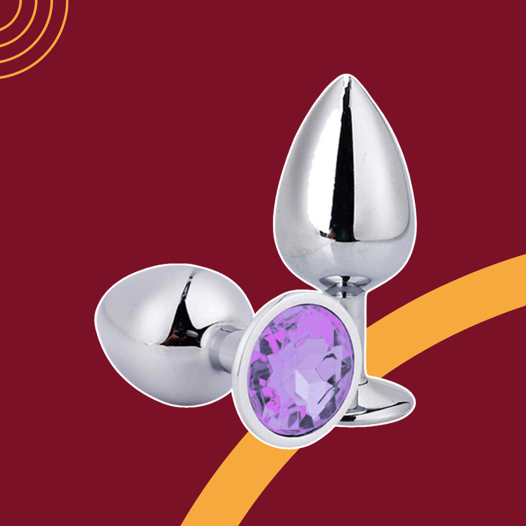 Plug Anal G de Metal com Cristal Formato Redondo