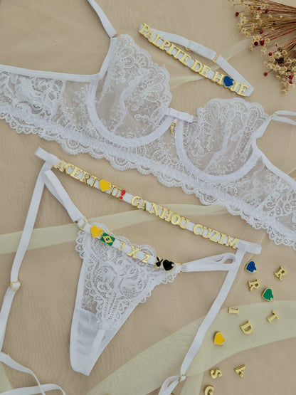 Conjunto de Lingerie Manu Personalizável  (NÃO ACOMPANHA LETRAS)
