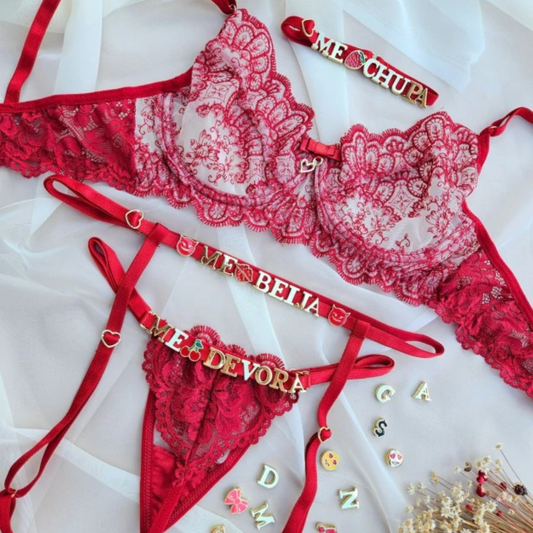 Conjunto de Lingerie Manu Personalizável  (NÃO ACOMPANHA LETRAS)