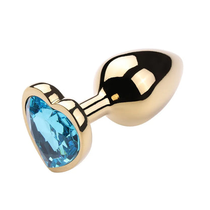 Plug Anal P Dourado com Pedra Coração