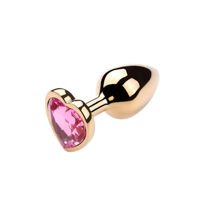 Plug Anal P Dourado com Pedra Coração