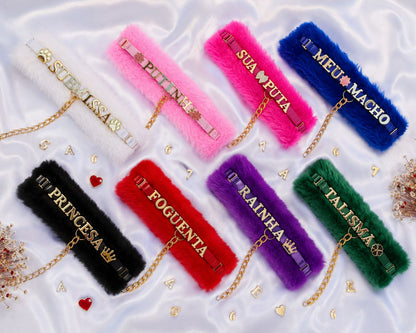 COLEIRA PELÚCIA Personalizavel (NÃO ACOMPANHA LETRAS)