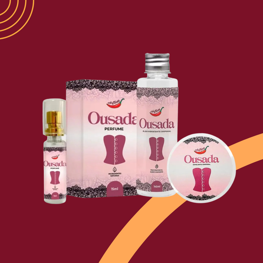 Kit Ousada com Óleo Hidratante Corporal Esfoliante Corporal e Perfume Feminino