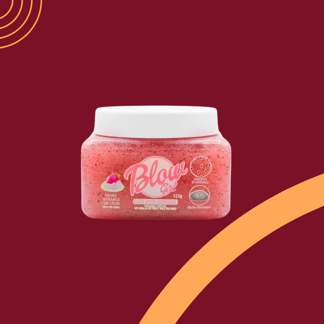 Esfoliante Corporal em Gel Blow Girl Morango com Creme Rocha Vulcânica e Efeito Glow 525g