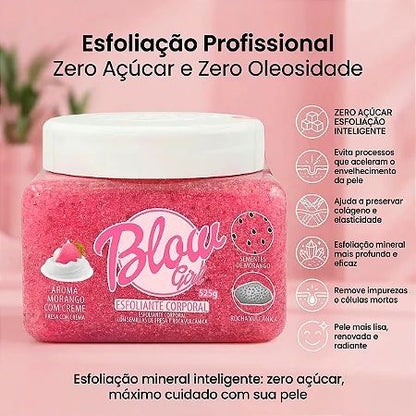 Esfoliante Corporal em Gel Blow Girl Morango com Creme Rocha Vulcânica e Efeito Glow 525g