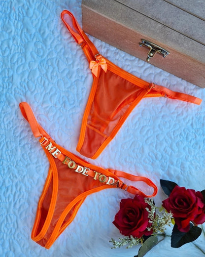 Calcinha de Tule Personalizavel  (NÃO ACOMPANHA LETRAS)