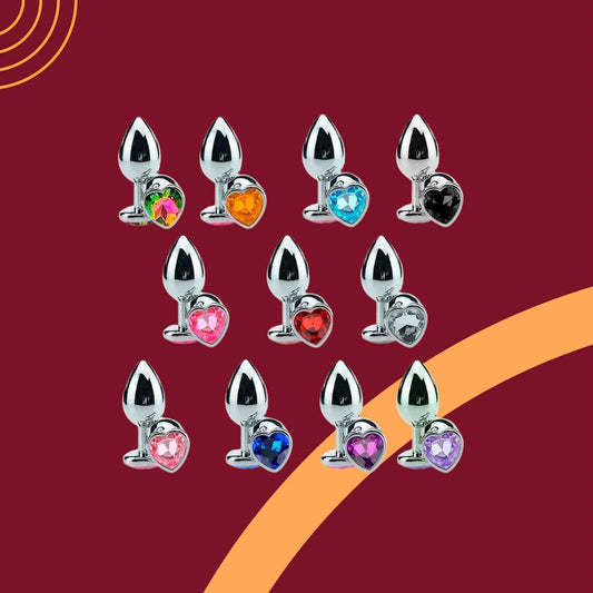 Plug Anal M Cônico com Cristal Formato Coração